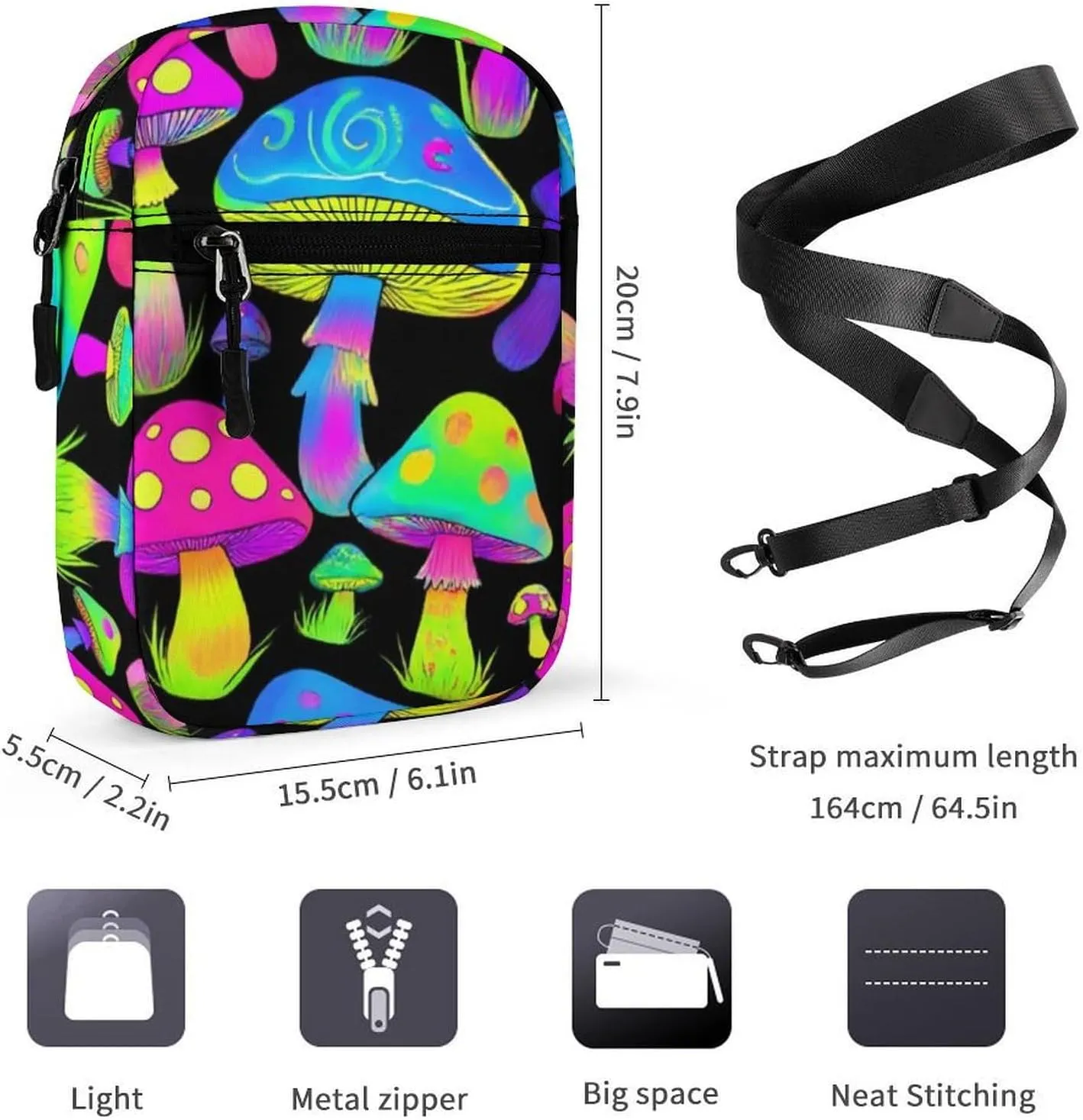 Mini Crossbody Bag for Women, Waterproof Zipper Shoulder Bag Casual Cell Phone Purse Travel Pouch