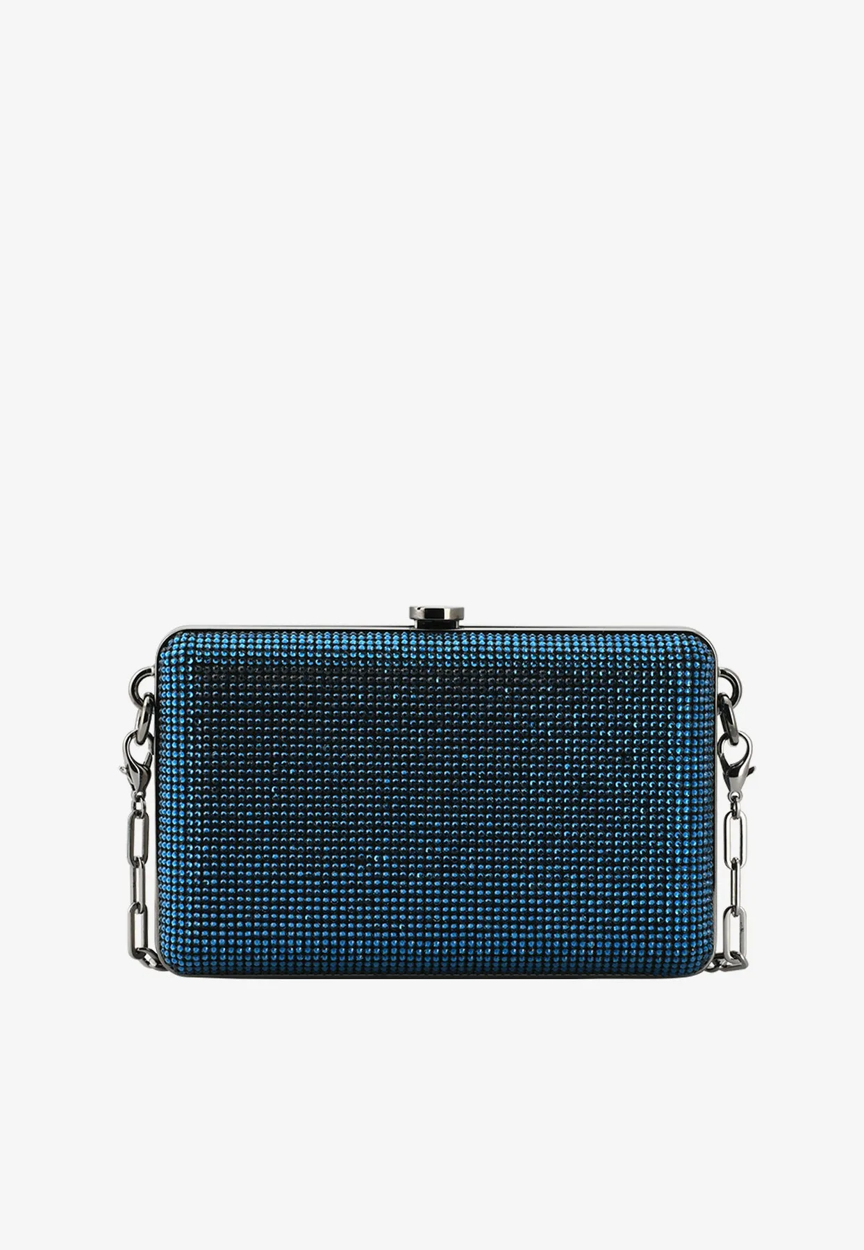 Mini TF Crystal-Embellished Box Clutch with Chain Strap
