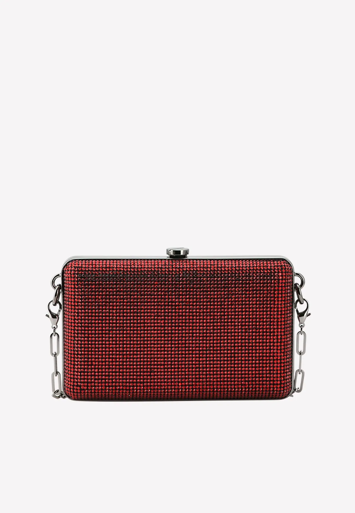 Mini TF Crystal-Embellished Box Clutch with Chain Strap
