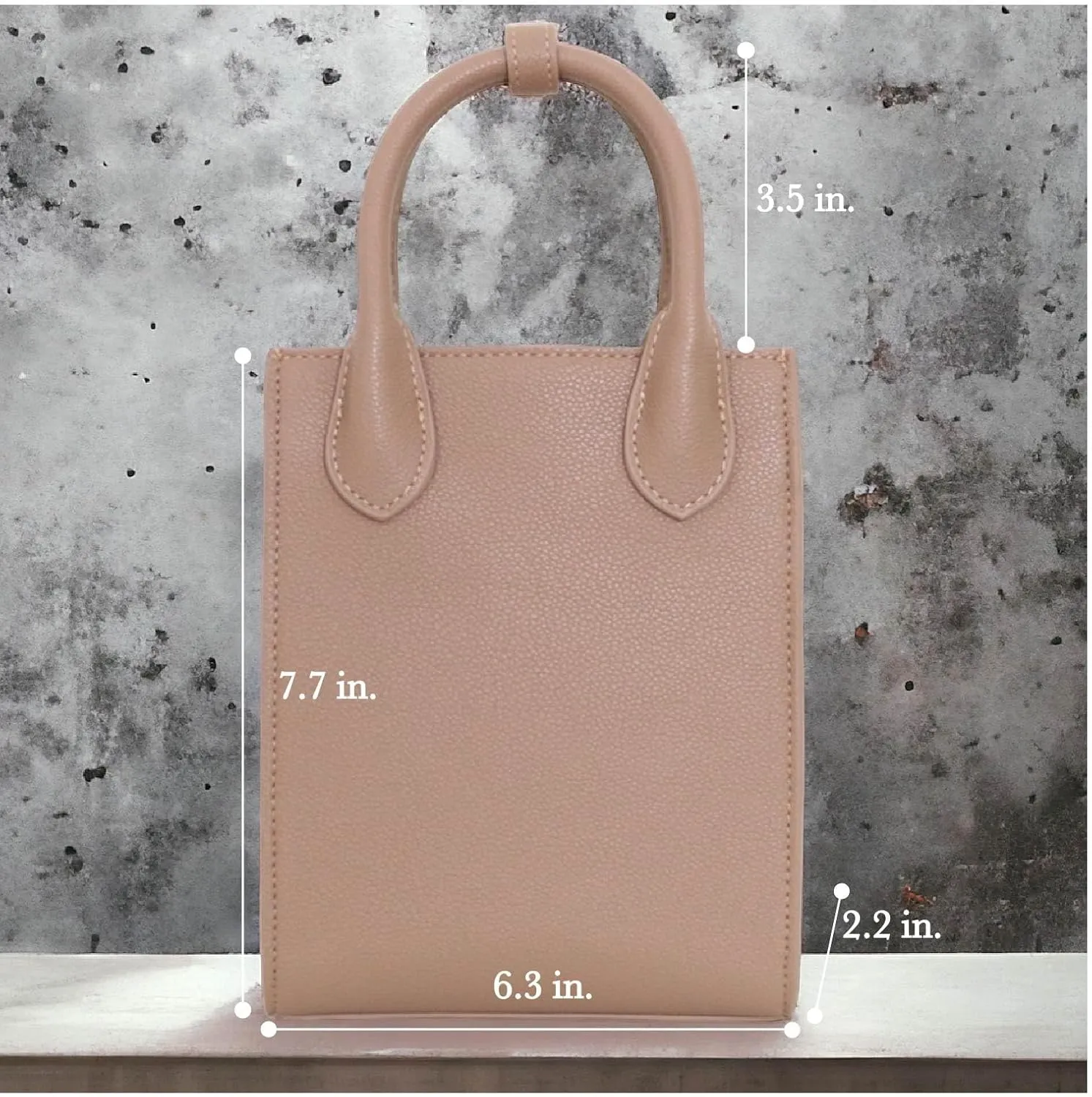 Mini Tote Crossbody Bag, Purse for Women and Girls with Adjustable Strap, Cardholder Pocket | Pebble Grain Vegan Leather