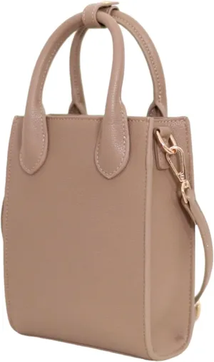 Mini Tote Crossbody Bag, Purse for Women and Girls with Adjustable Strap, Cardholder Pocket | Pebble Grain Vegan Leather