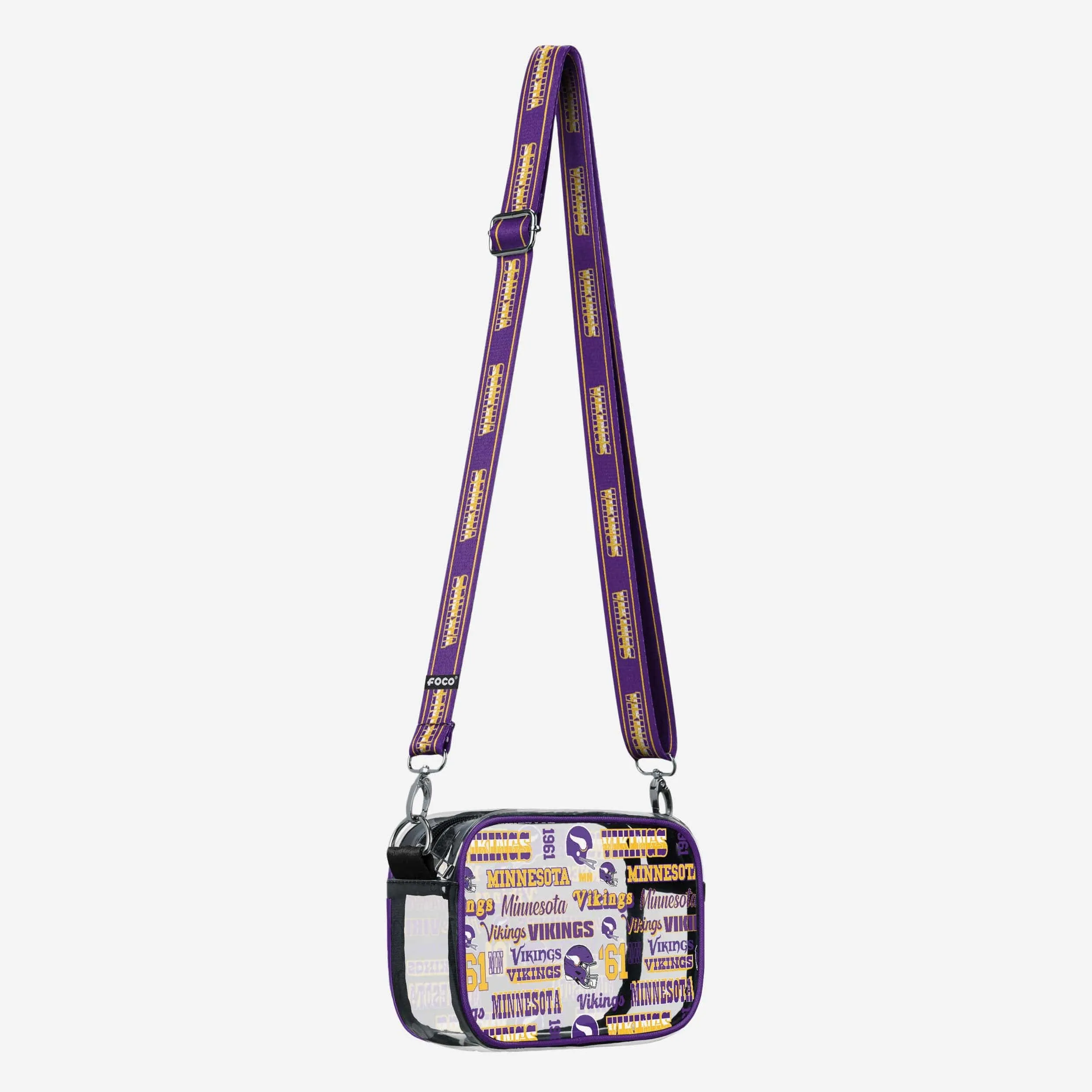 Minnesota Vikings Repeat Retro Print Clear Crossbody Bag