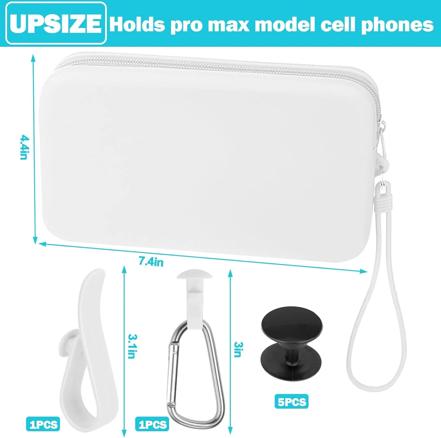 Mity rain Silicone Organizer for Bogg Bag Phone Holder, Accessories Set for Bogg Bag Contain 2PCS Key Holder and a Large Capacity Silicone Zipper Bag for Beach Bags Tote Bag (White)