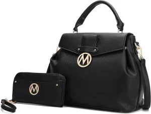 MKF Collection Satchel Bag for Women with Wristlet Wallet, Vegan Leather Top Handle Shoulder Bag Handbag Purse by Mia K