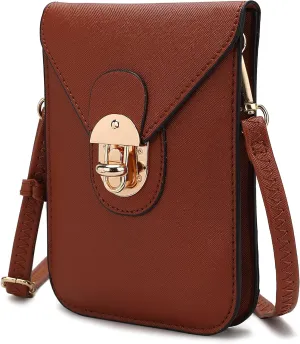 MKF Collection Small Crossbody Cell Phone Case for Women Fashion Turn Lock, Movil phone Bag Adjust Shoulder Strap by Mia K