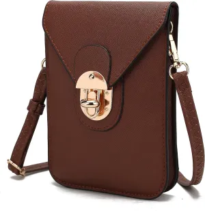 MKF Collection Small Crossbody Cell Phone Case for Women Fashion Turn Lock, Movil phone Bag Adjust Shoulder Strap by Mia K
