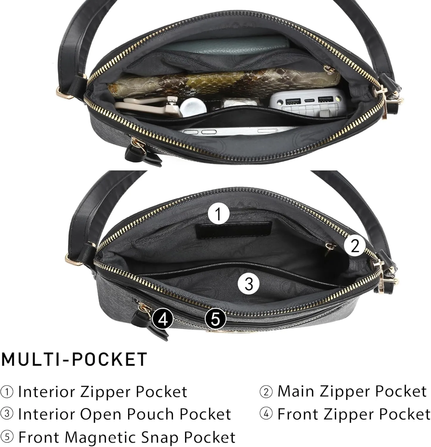 MKP COLLECTION Womens Fashion Crossbody Bag Medium Shoulder Purse with Adjustable Strap Multi Pockets for Travel Daily Use