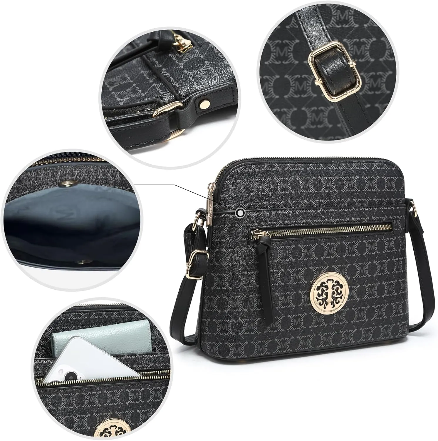 MKP COLLECTION Womens Fashion Crossbody Bag Medium Shoulder Purse with Adjustable Strap Multi Pockets for Travel Daily Use