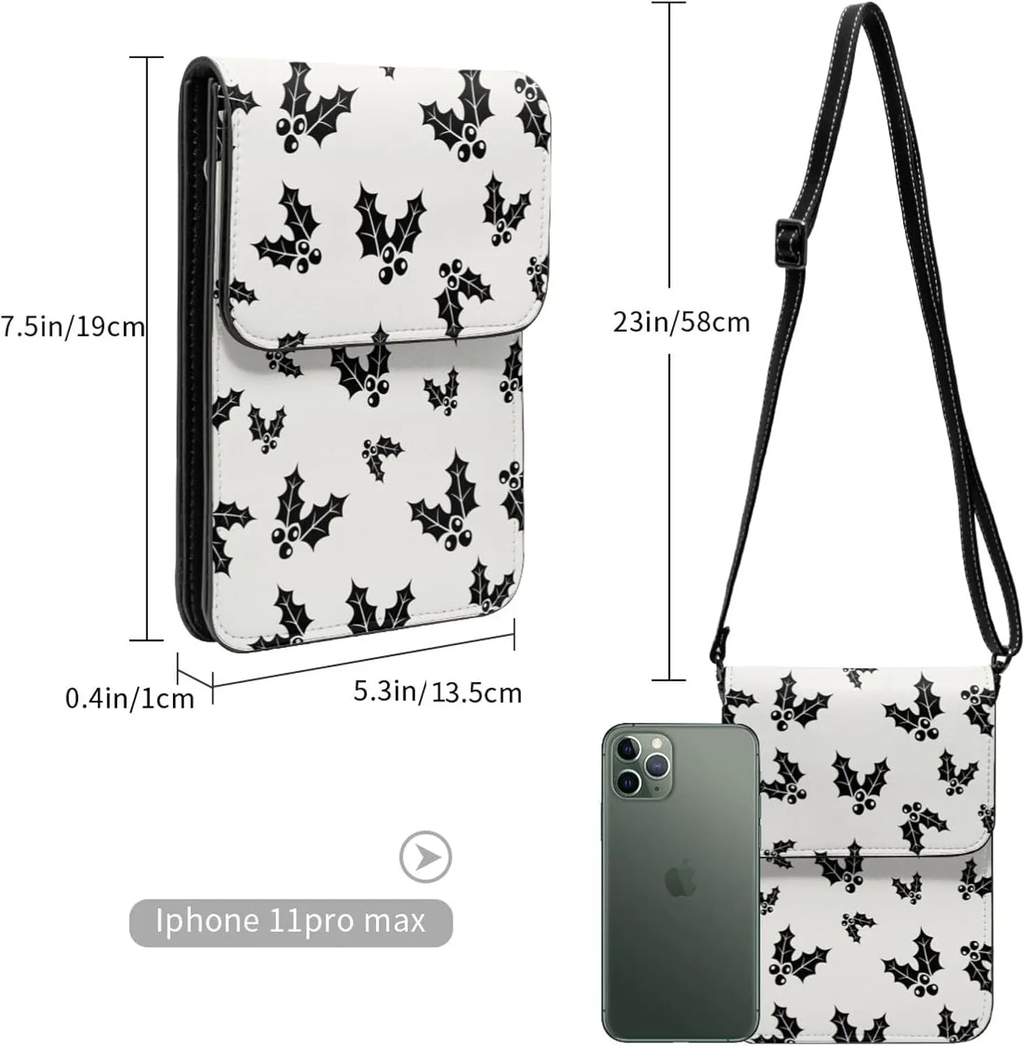 Mmm Fight Womens Crossbody Bags Christmas Pattern Phone Bag Wallet Purses Adjustable Strap