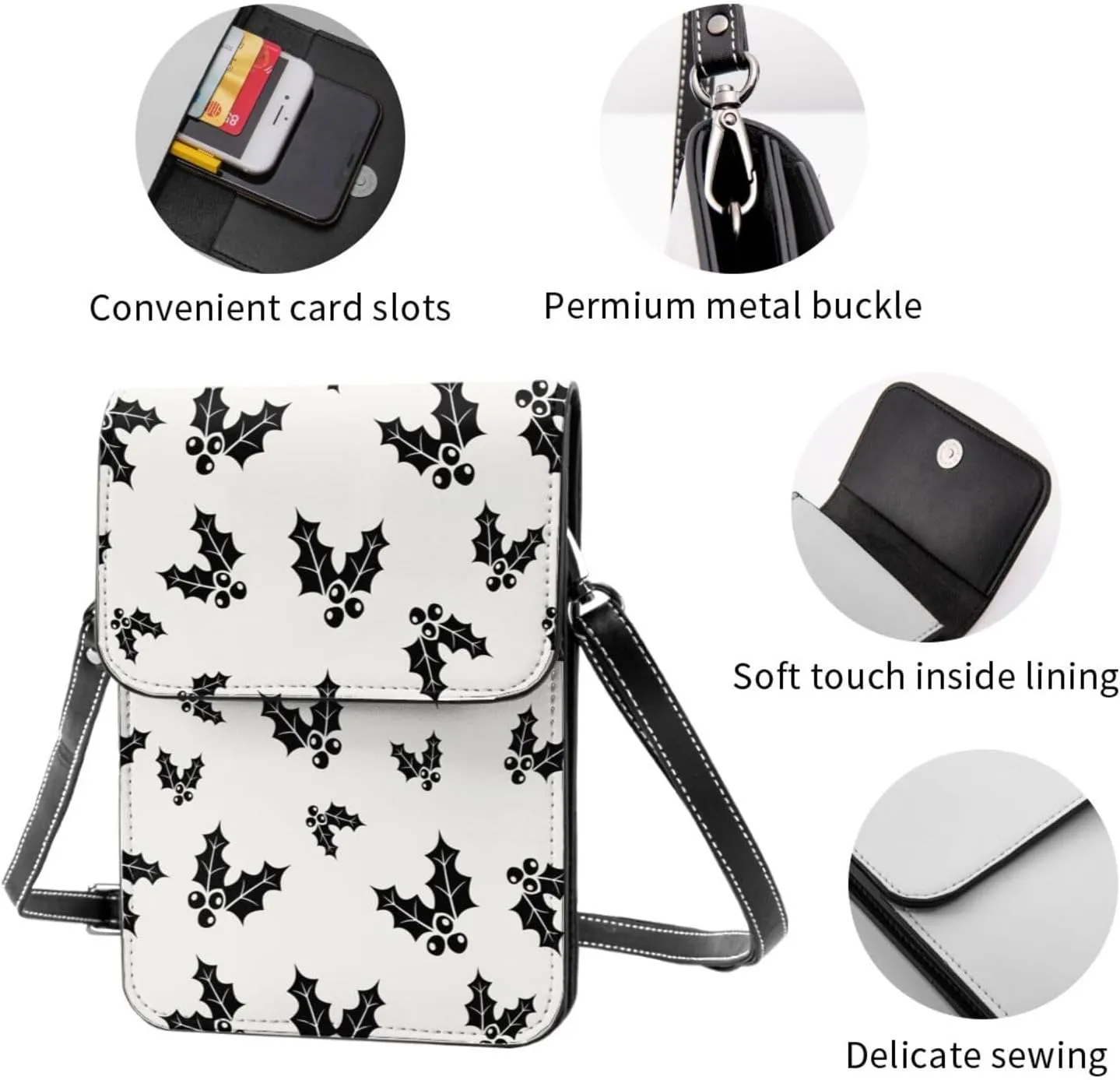 Mmm Fight Womens Crossbody Bags Christmas Pattern Phone Bag Wallet Purses Adjustable Strap