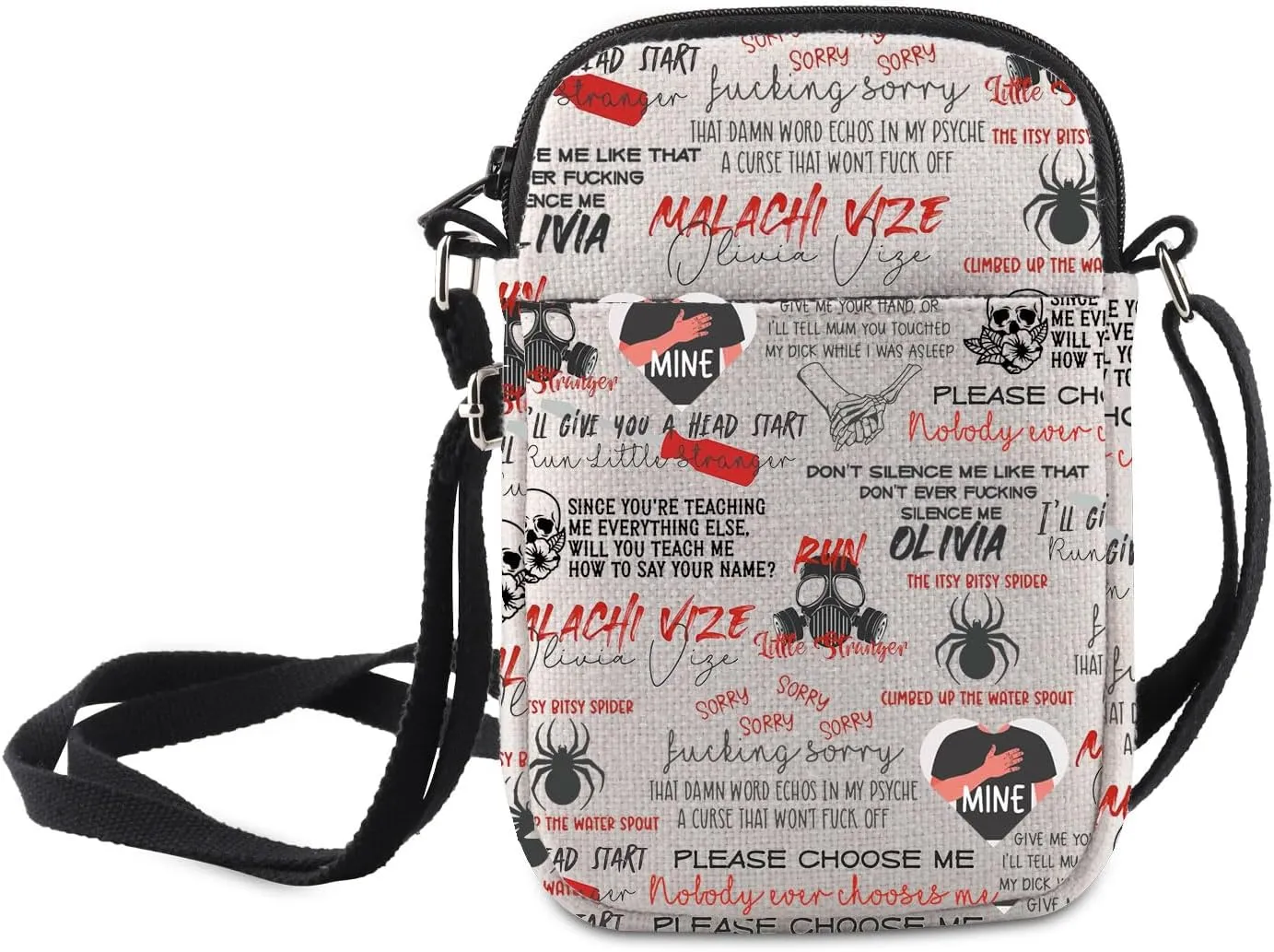 MNIGIU Romance Book Crossbody Bag Fantasy Book Lover Gift Dark Romance Merch Bookish Shoulder Bag Reader Inspired Gift