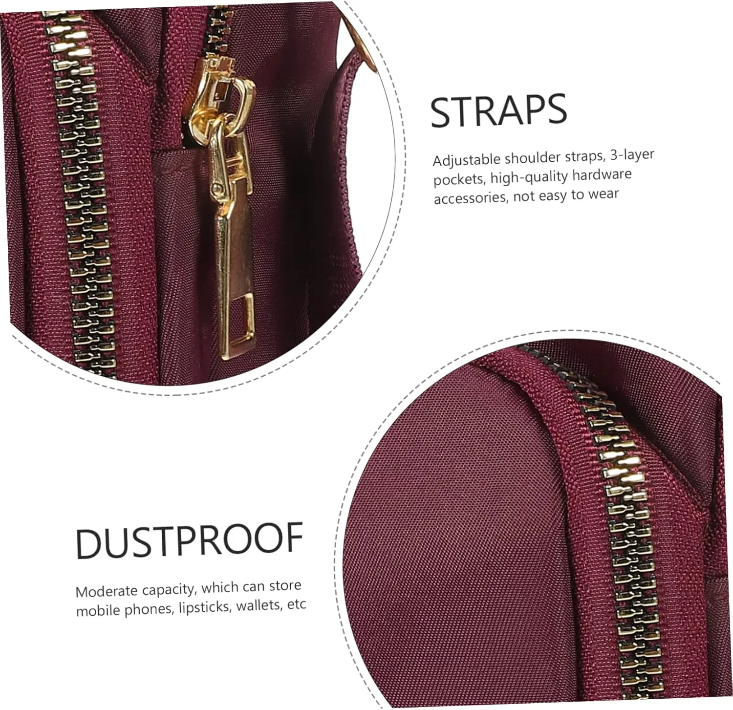 Mobile Phone Bag Women's Nylon Crossbody Shoulder Bag Purple Leisure Bag Pocketbooks for Women Crossbody