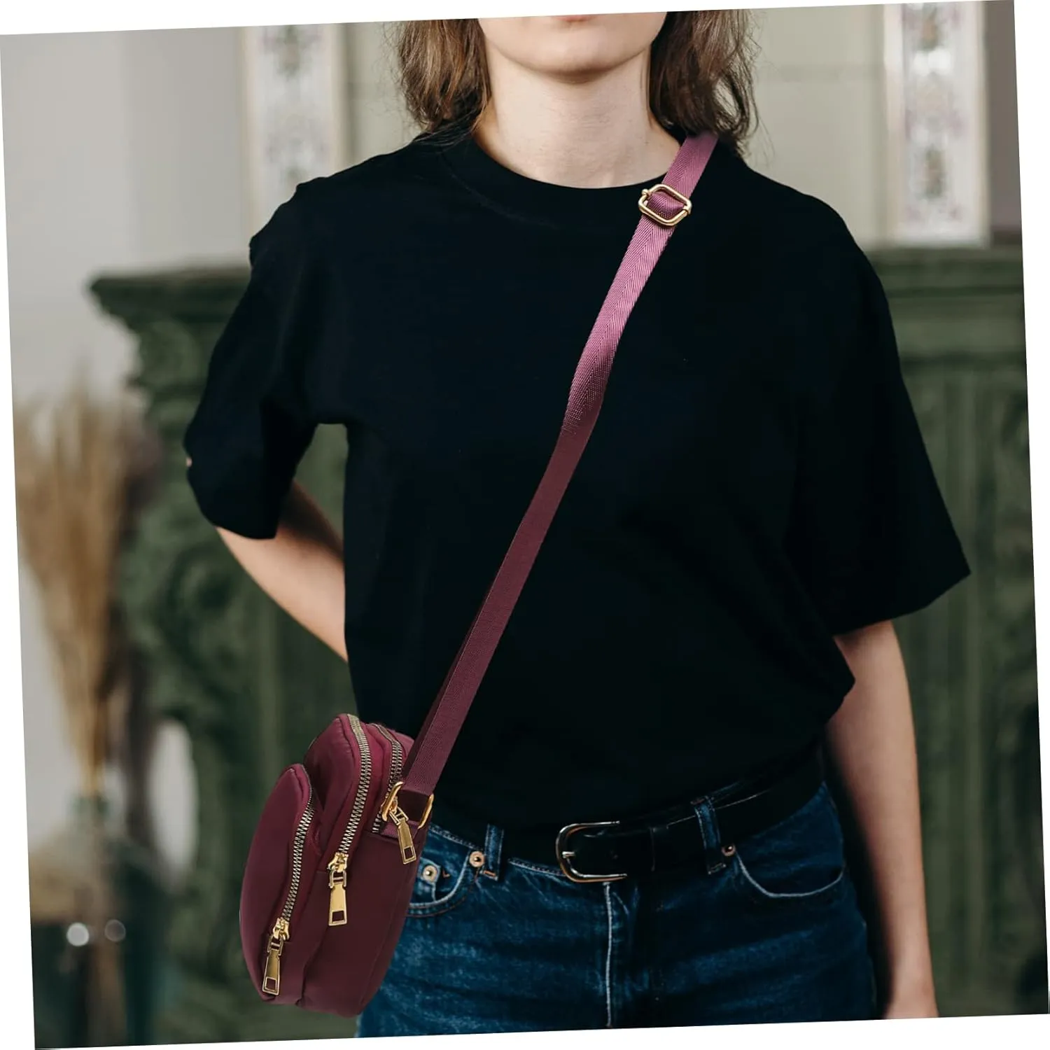 Mobile Phone Bag Women's Nylon Crossbody Shoulder Bag Purple Leisure Bag Pocketbooks for Women Crossbody
