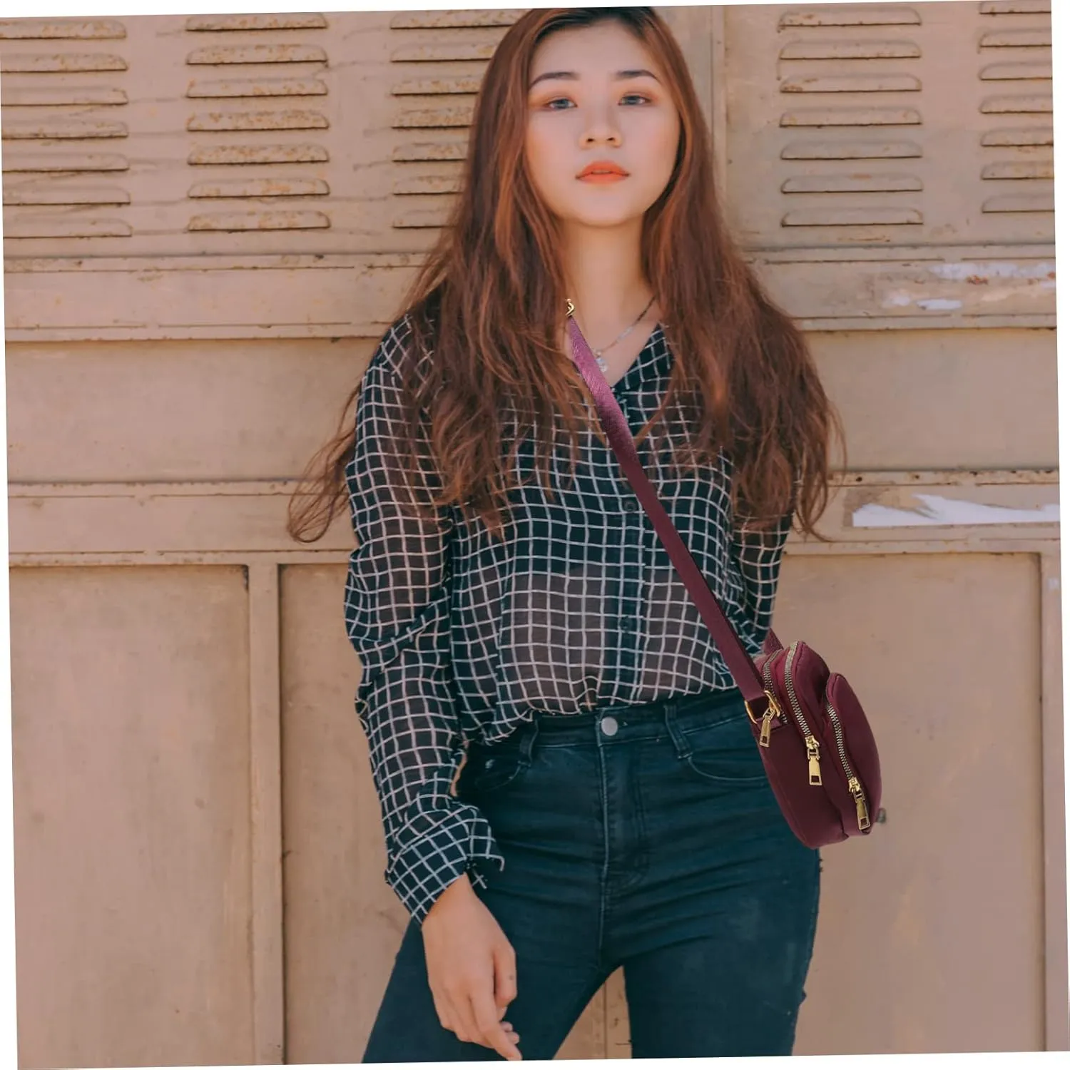 Mobile Phone Bag Women's Nylon Crossbody Shoulder Bag Purple Leisure Bag Pocketbooks for Women Crossbody