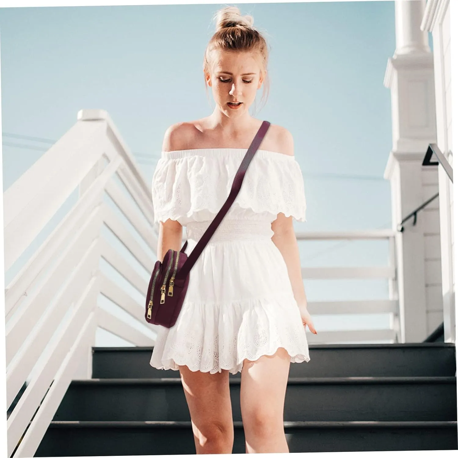 Mobile Phone Bag Women's Nylon Crossbody Shoulder Bag Purple Leisure Bag Pocketbooks for Women Crossbody