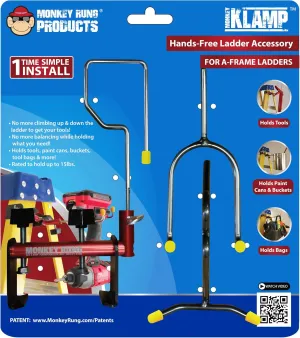 Monkey Rung Monkey KLAMP Patented Universal Ladder Tool Holder Perfect for Paint Buckets, Tool Bags, Power Tools and More A-Frame Step Ladder Safety Accessories (Monkey KLAMP)