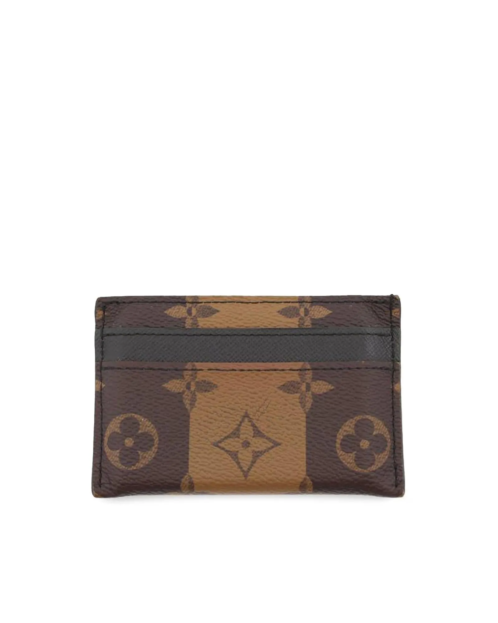 Monogram Stripe Double Card Holder with Slip Pockets