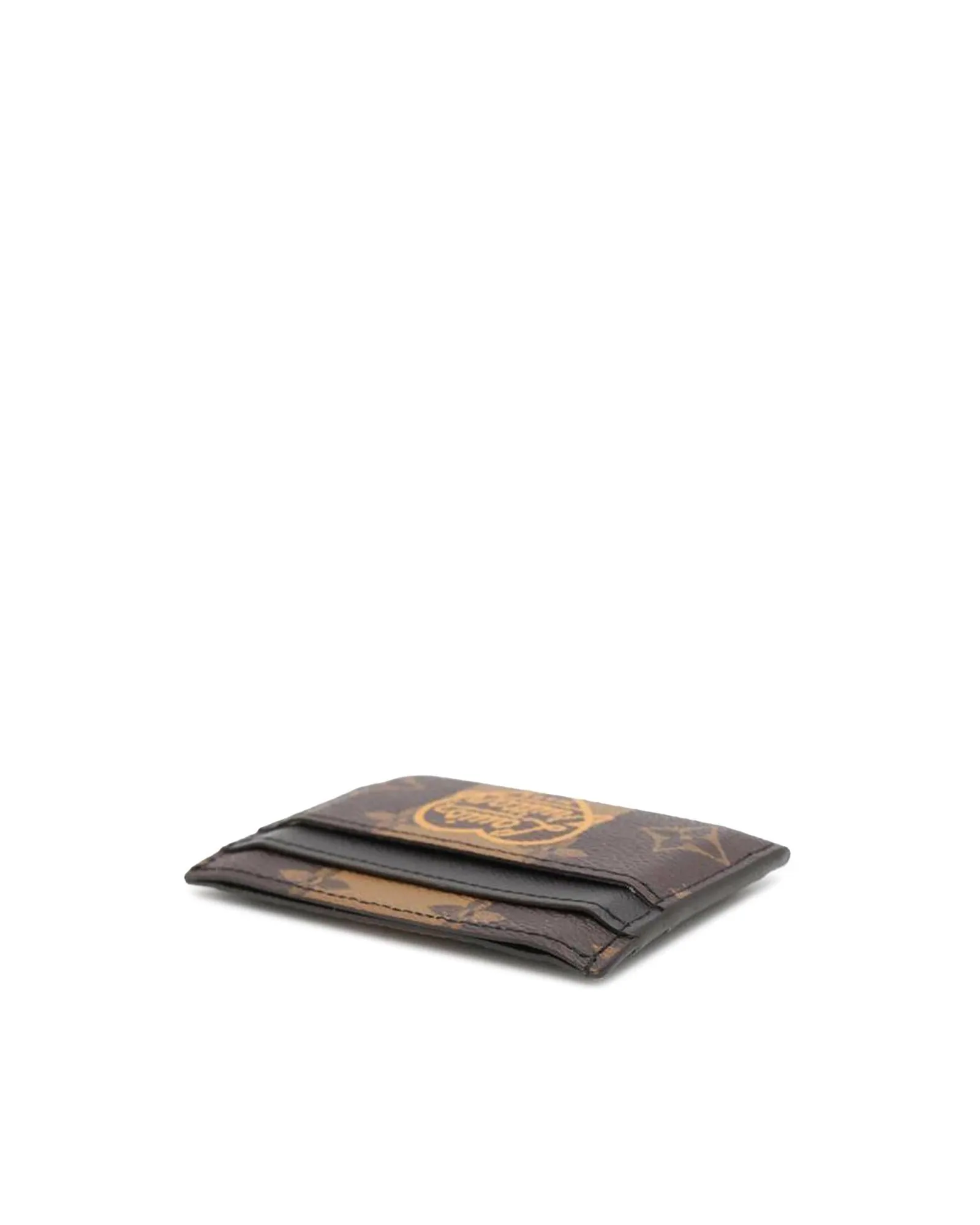 Monogram Stripe Double Card Holder with Slip Pockets
