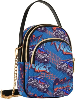 Monster Trucks Blue Crossbody Bags for Women Hand Bag Small Sling Shoulder Travel Bags Mini Wallet Phone Purse