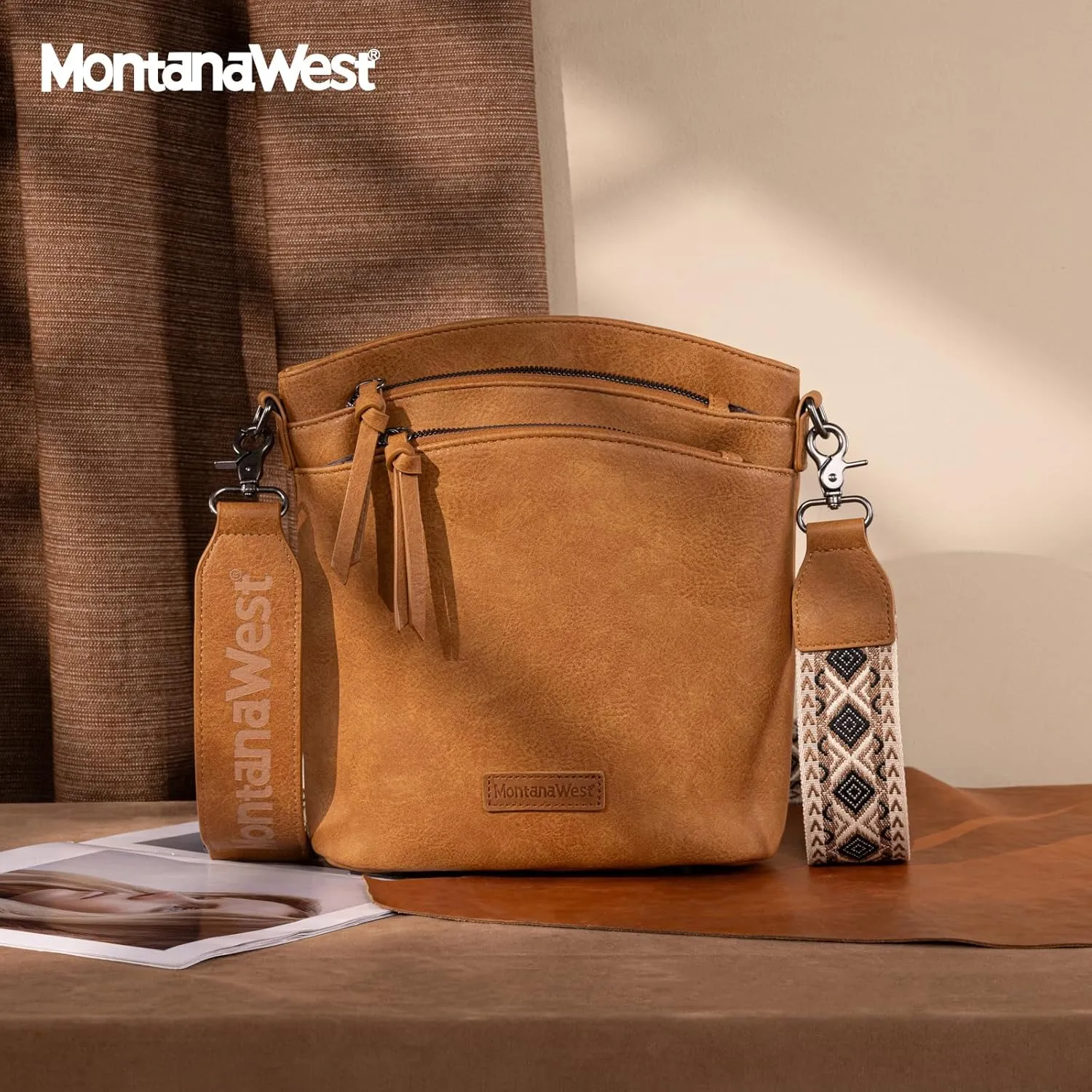 Montana West Crossbody Purses and Handbags for Women Double Compartments Cross Body Bag with Adjustable Strap