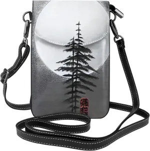 Moon Pine Tree Women's crossbody bag, crossbody phone bag, tassel wallet with shoulder strap, best gift for women.