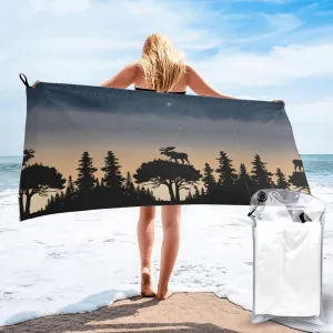 Moose Mountain Pine Tree Wilderness Premium Compact Microfiber Travel Towel-Featherlight & Quick Dry,Sand-Resistant Beach Towel for Swimming,Camping,Vacation Essentials with Carry Pouch