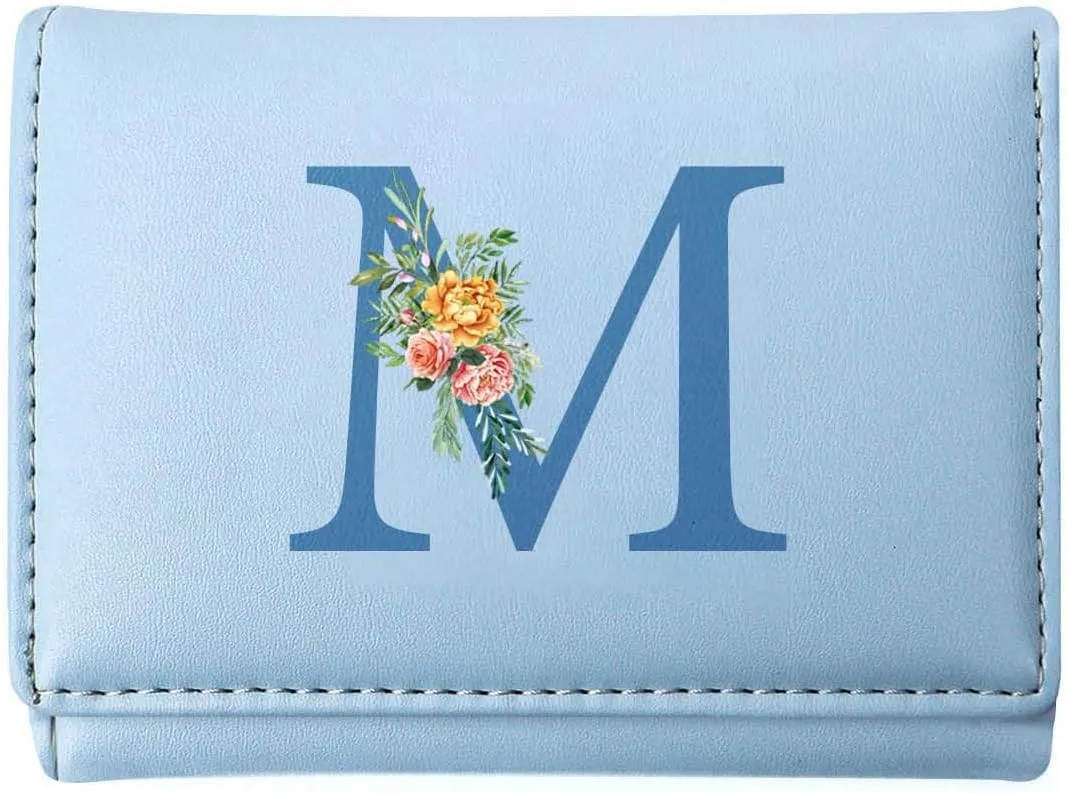 Mothers Day Gifts for Teen Girls & Women - Tri-Fold Initial Wallet with 7 Card Slots, Heart ID Window, Preppy Trendy Travel Accessories for Kids 8-10 (Pink)