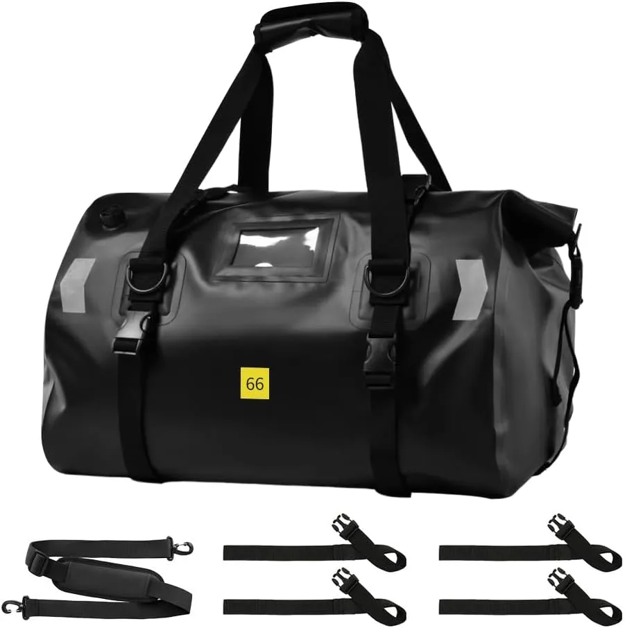 Motorcycle Tail Bag - 66L Waterproof Duffel Bag for Touring Adventure, Camping, Cycling