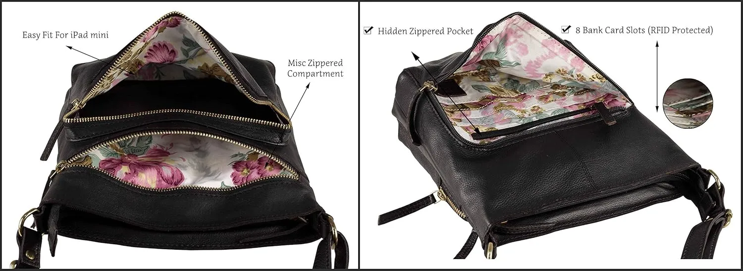 Mou Meraki Genuine Leather Crossbody Purse and Handbags - Crossover Bag Over the Shoulder Women