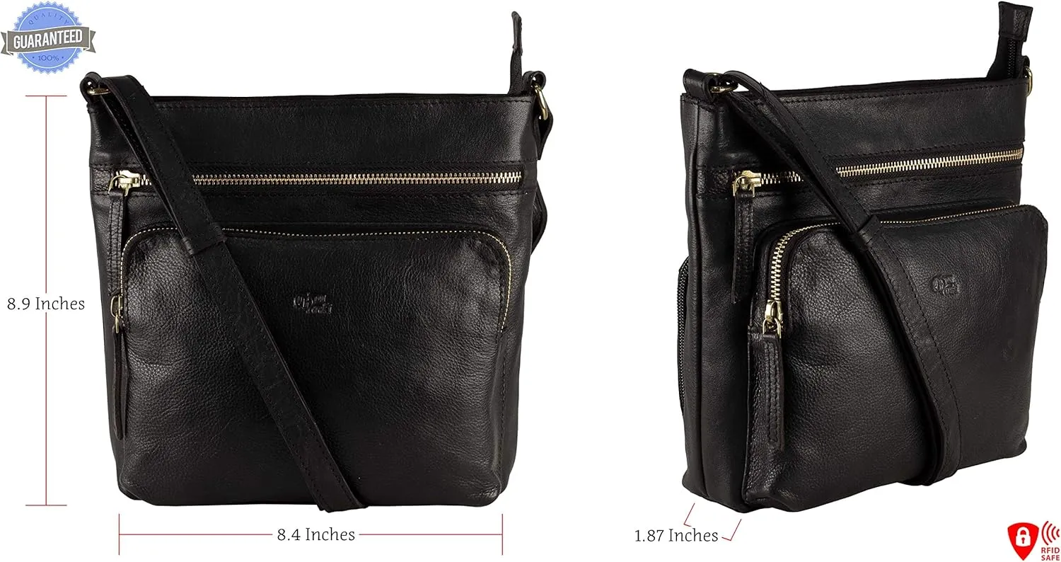 Mou Meraki Genuine Leather Crossbody Purse and Handbags - Crossover Bag Over the Shoulder Women