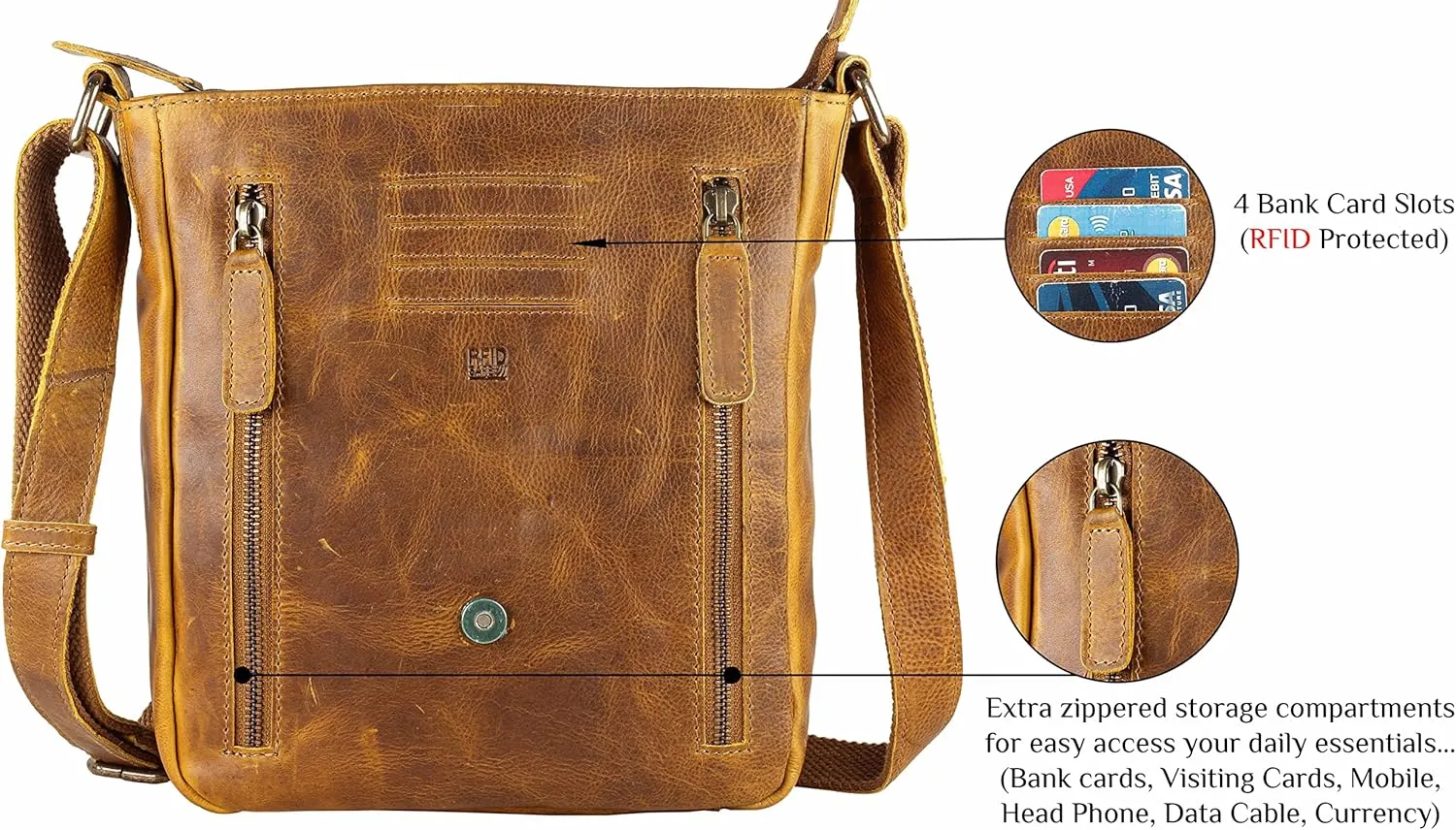 Mou Meraki Genuine Leather Crossbody Purse and Handbags - Crossover Bag Over the Shoulder