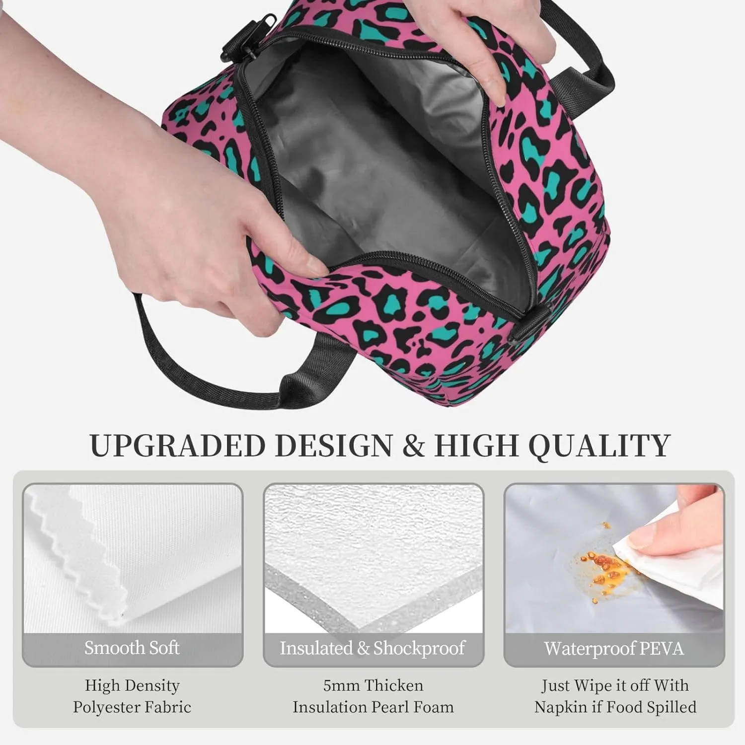 Mountain Range Pattern,Insulated Reusable Lunch Bag with Adjustable Shoulder Strap for Adults,Snowy Alps Peaks with Lake Spring Scene,Office Picnic Hiking Beach Tote Bag,Green White,9x5x7.8in
