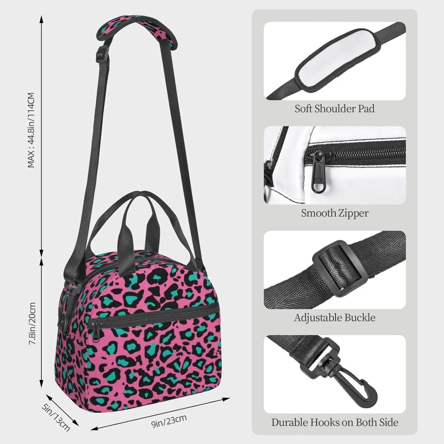 Mountain Range Pattern,Insulated Reusable Lunch Bag with Adjustable Shoulder Strap for Adults,Snowy Alps Peaks with Lake Spring Scene,Office Picnic Hiking Beach Tote Bag,Green White,9x5x7.8in