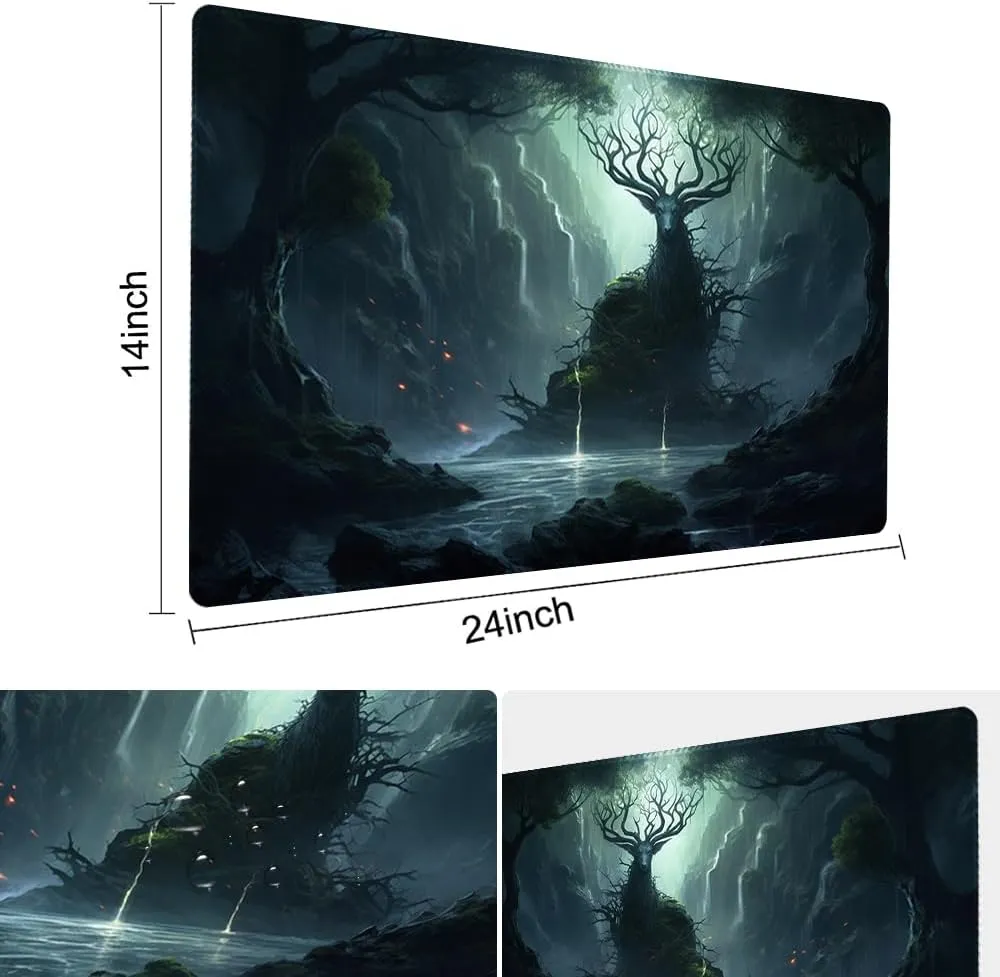 MTG Playmat Size 24x14in Free Storage Bags Non-Slip Backing, Ideal for Card Game Enthusiasts TCG Playmat (The Power of The Forest-No Deck)