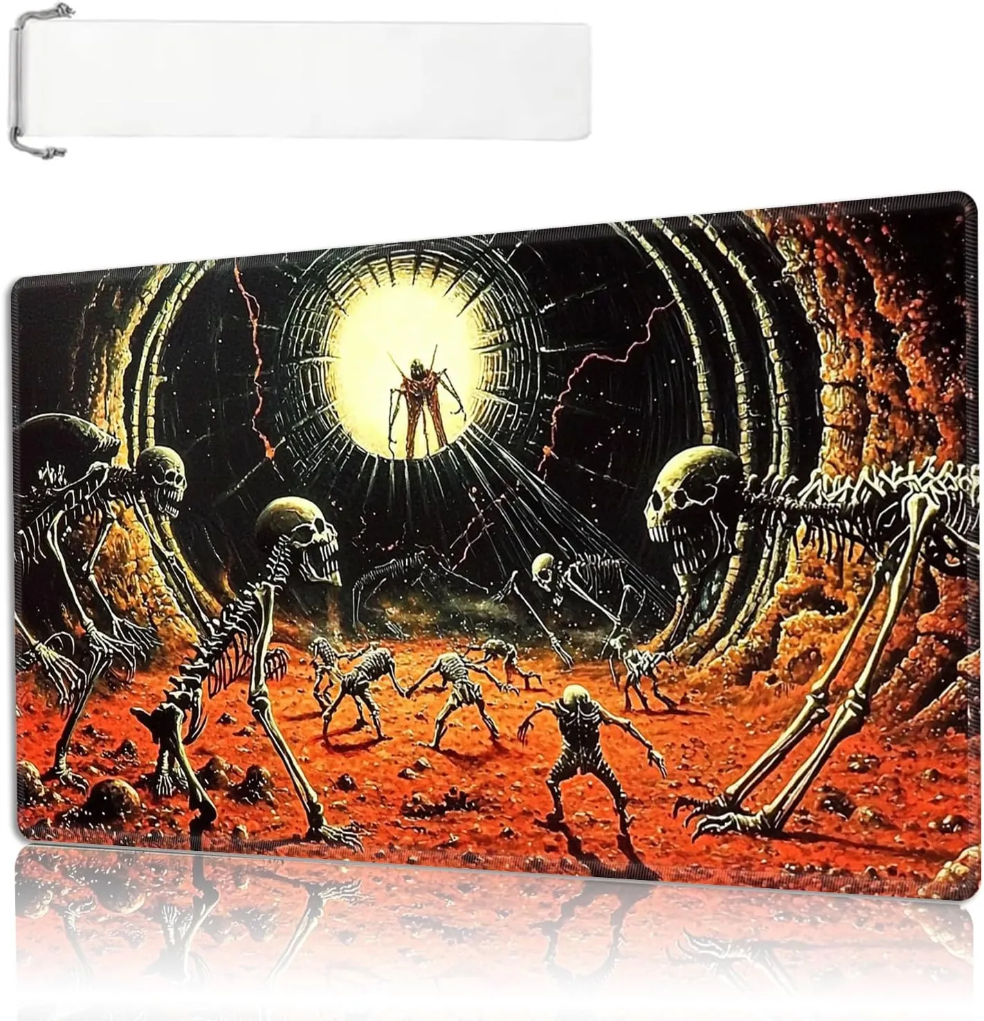MTG Playmat Size 27.56x15.75in with Storage Bags Portable Playmat TCG and Board Game Mat for Cards Rubber Base Slip-Resistant Mousepad Desk Mat,Blood Pool Mutated Skulls