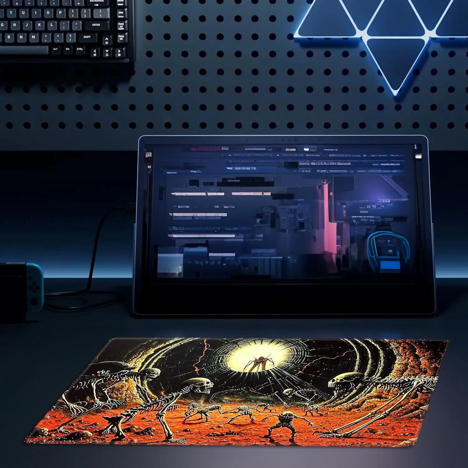 MTG Playmat Size 27.56x15.75in with Storage Bags Portable Playmat TCG and Board Game Mat for Cards Rubber Base Slip-Resistant Mousepad Desk Mat,Blood Pool Mutated Skulls