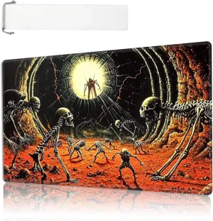 MTG Playmat Size 27.56x15.75in with Storage Bags Portable Playmat TCG and Board Game Mat for Cards Rubber Base Slip-Resistant Mousepad Desk Mat,Blood Pool Mutated Skulls