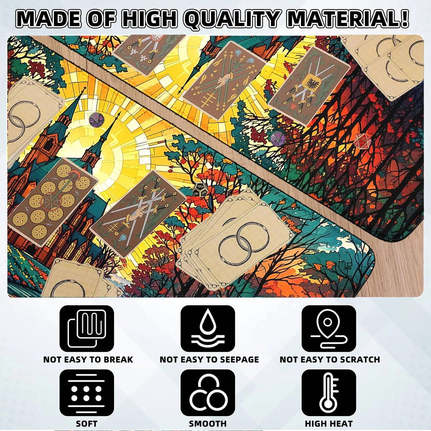 MTG Playmat- Stitched Edges Forest TCG Playmat-Non-Slip Landscape Play Mat Smooth Surface Rubber Base Board Game Mousepad 24x14 inches for Trading Card Game Playing with Storage Bags