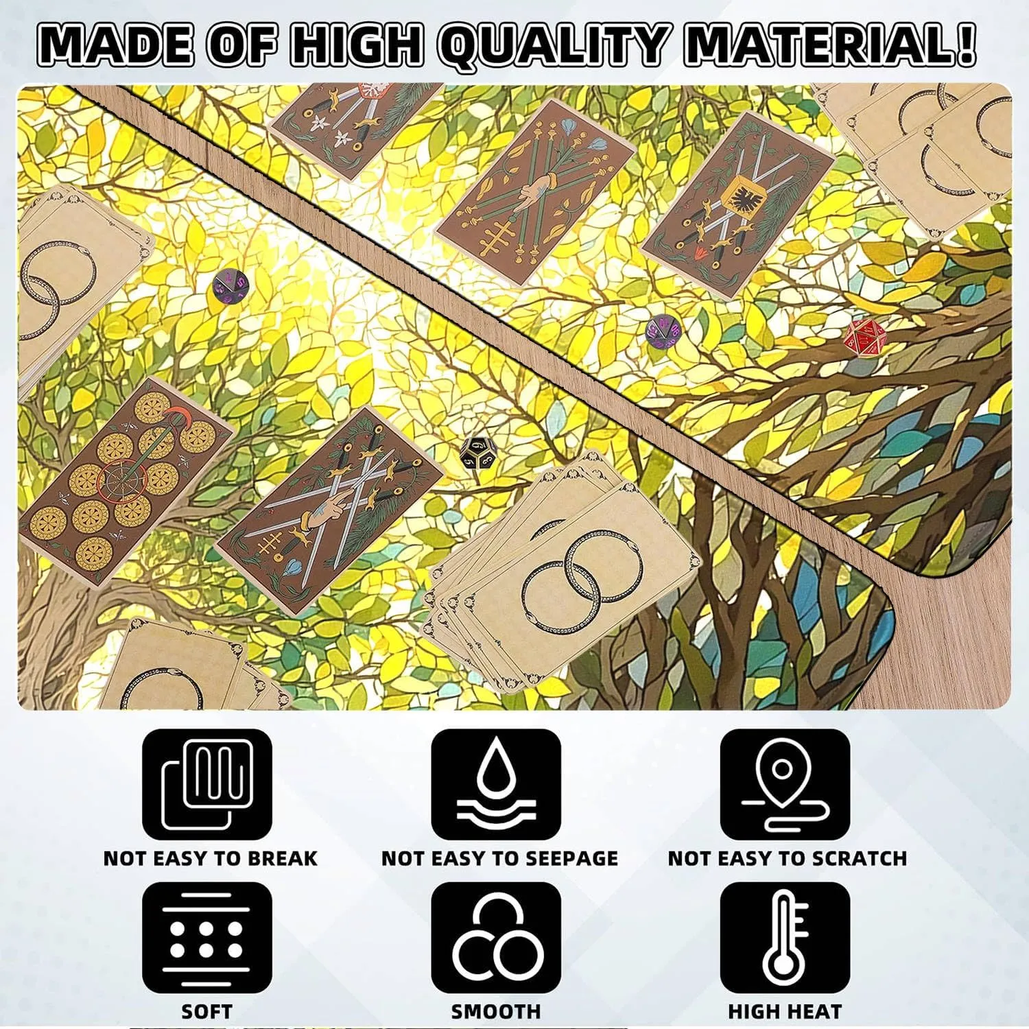 MTG Playmat- Stitched Edges Forest TCG Playmat-Non-Slip Landscape Play Mat Smooth Surface Rubber Base Board Game Mousepad 24x14 inches for Trading Card Game Playing with Storage Bags