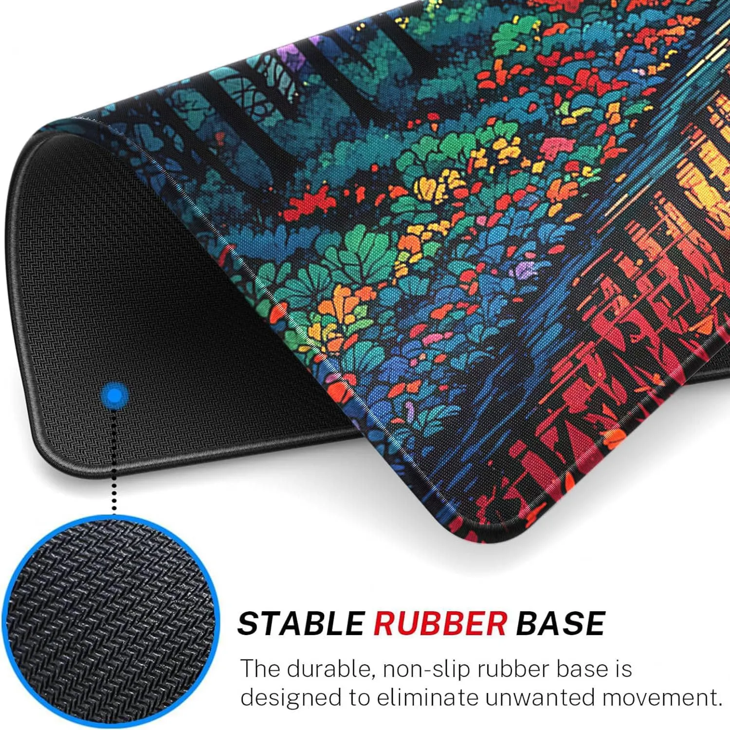 MTG Playmat- Stitched Edges Forest TCG Playmat-Non-Slip Landscape Play Mat Smooth Surface Rubber Base Board Game Mousepad 24x14 inches for Trading Card Game Playing with Storage Bags