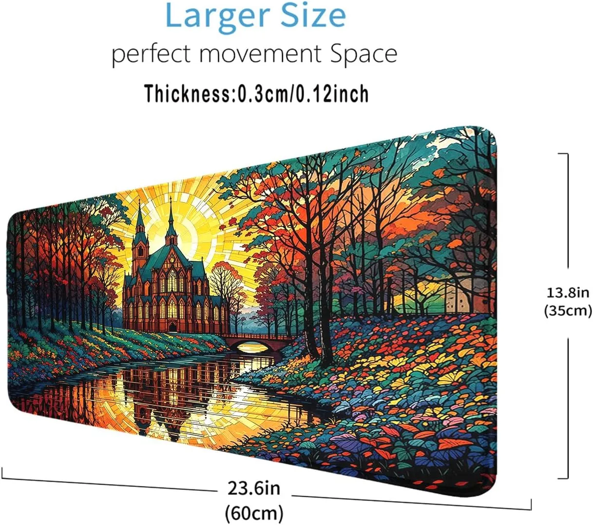 MTG Playmat- Stitched Edges Forest TCG Playmat-Non-Slip Landscape Play Mat Smooth Surface Rubber Base Board Game Mousepad 24x14 inches for Trading Card Game Playing with Storage Bags