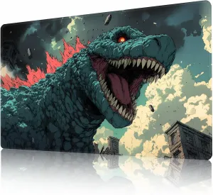 MTG Playmat TCG Board Game Trading Card Game Play Mat Stitched Edges Smooth Surface Non-Slip Rubber Base 23.6x13.7in and Free Storage Bags (Godzilla)