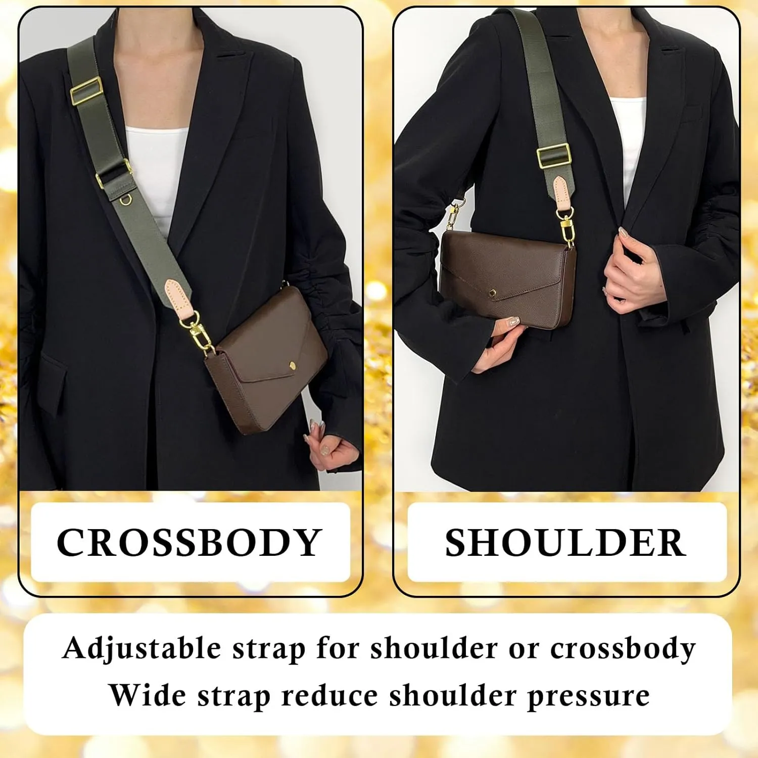 Multi Pouchette Accessories Adjustable Strap, Crossbody Shoulder Purse Strap Replacement, Wide Luxury Bag Strap