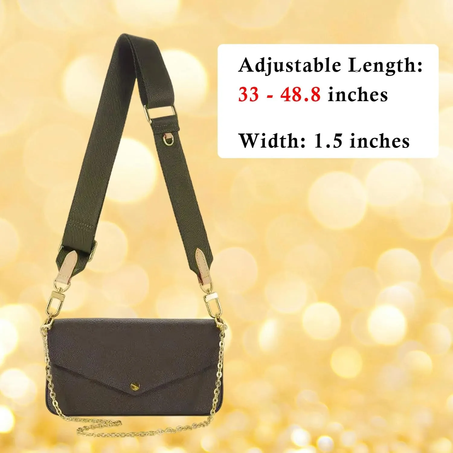 Multi Pouchette Accessories Adjustable Strap, Crossbody Shoulder Purse Strap Replacement, Wide Luxury Bag Strap