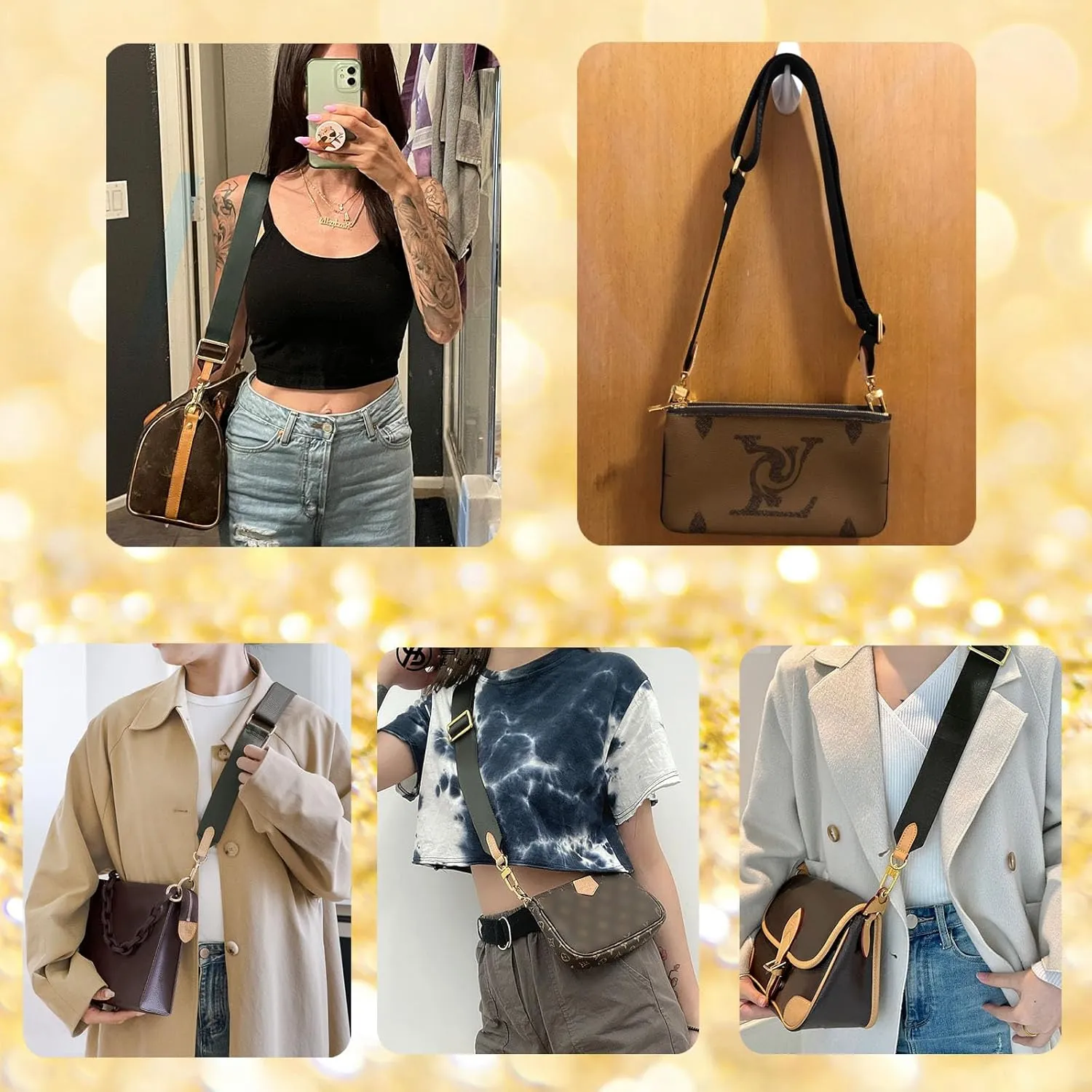 Multi Pouchette Accessories Adjustable Strap, Crossbody Shoulder Purse Strap Replacement, Wide Luxury Bag Strap
