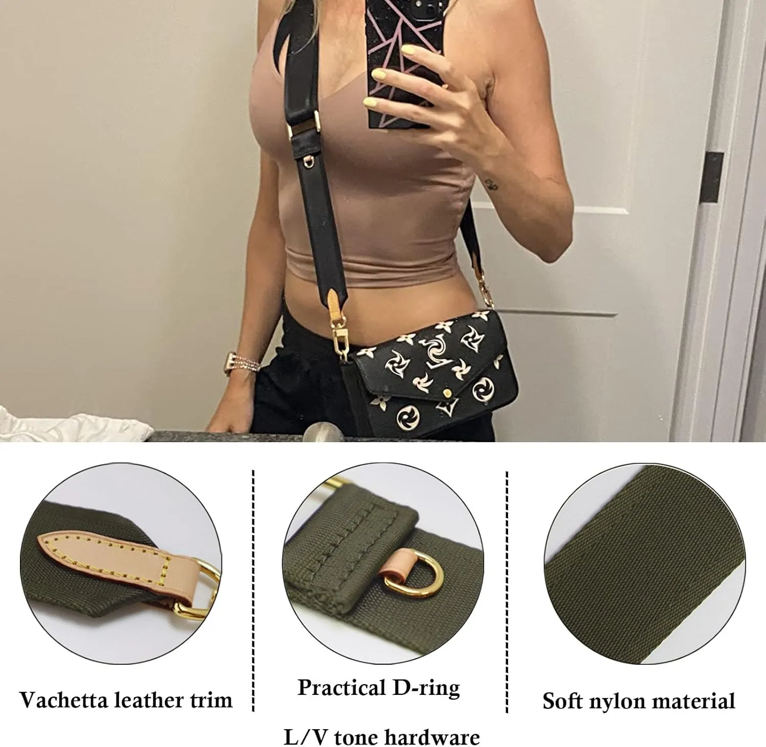 Multi Pouchette Accessories Adjustable Strap, Crossbody Shoulder Purse Strap Replacement, Wide Luxury Bag Strap