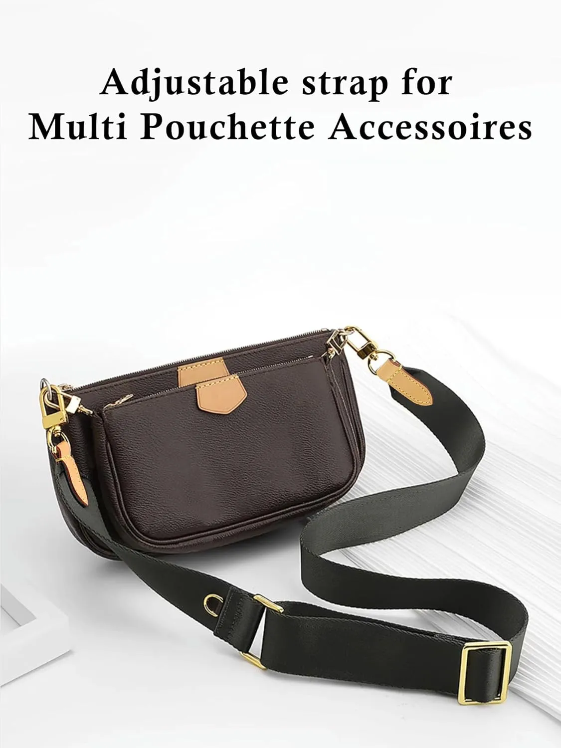 Multi Pouchette Accessories Adjustable Strap, Crossbody Shoulder Purse Strap Replacement, Wide Luxury Bag Strap