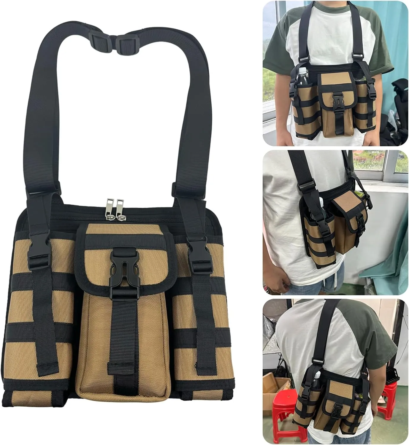 Multifunctional Bag Tacticals Chest Bag With Water Bottle Holder Sport Crossbody Bag Tool Storage Bag For Climbing