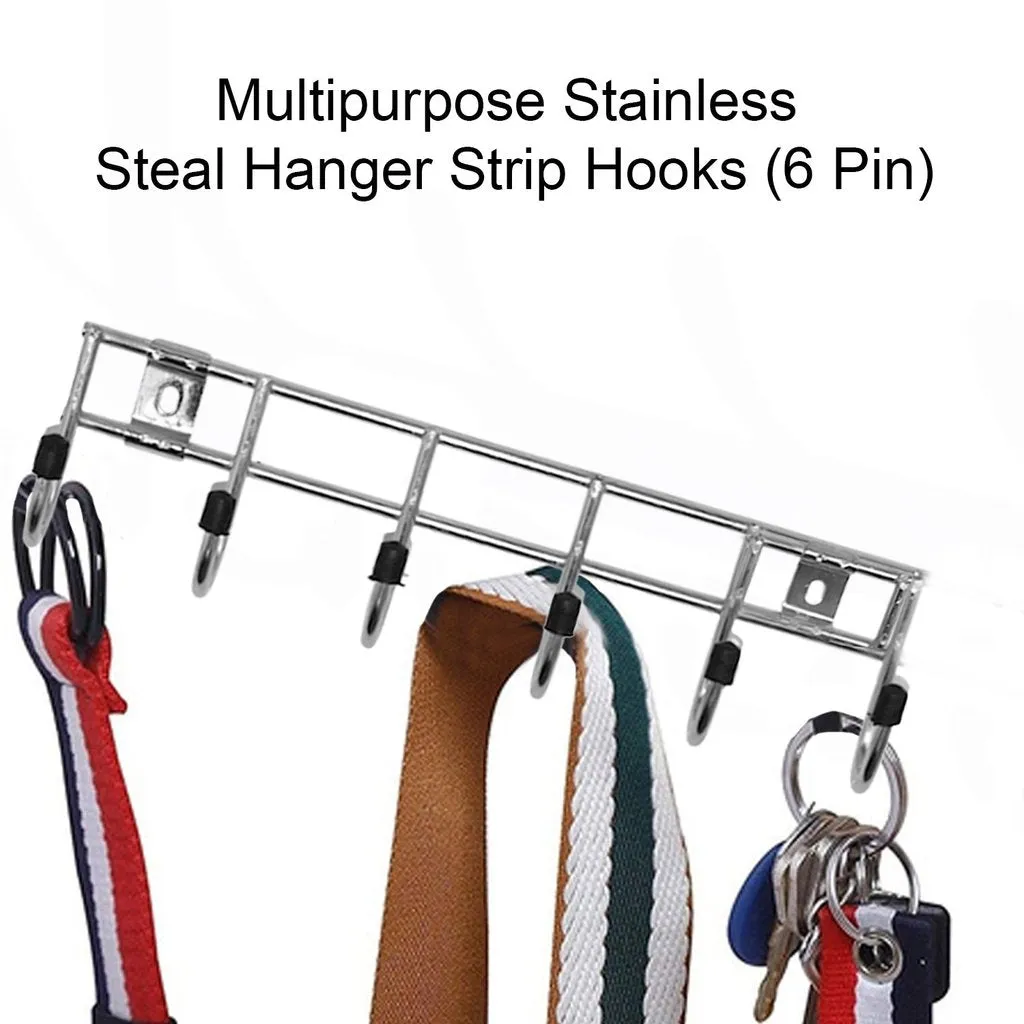 Multipurpose Stainless Steal Hanger Strip Hooks (6 Pin) - H02429