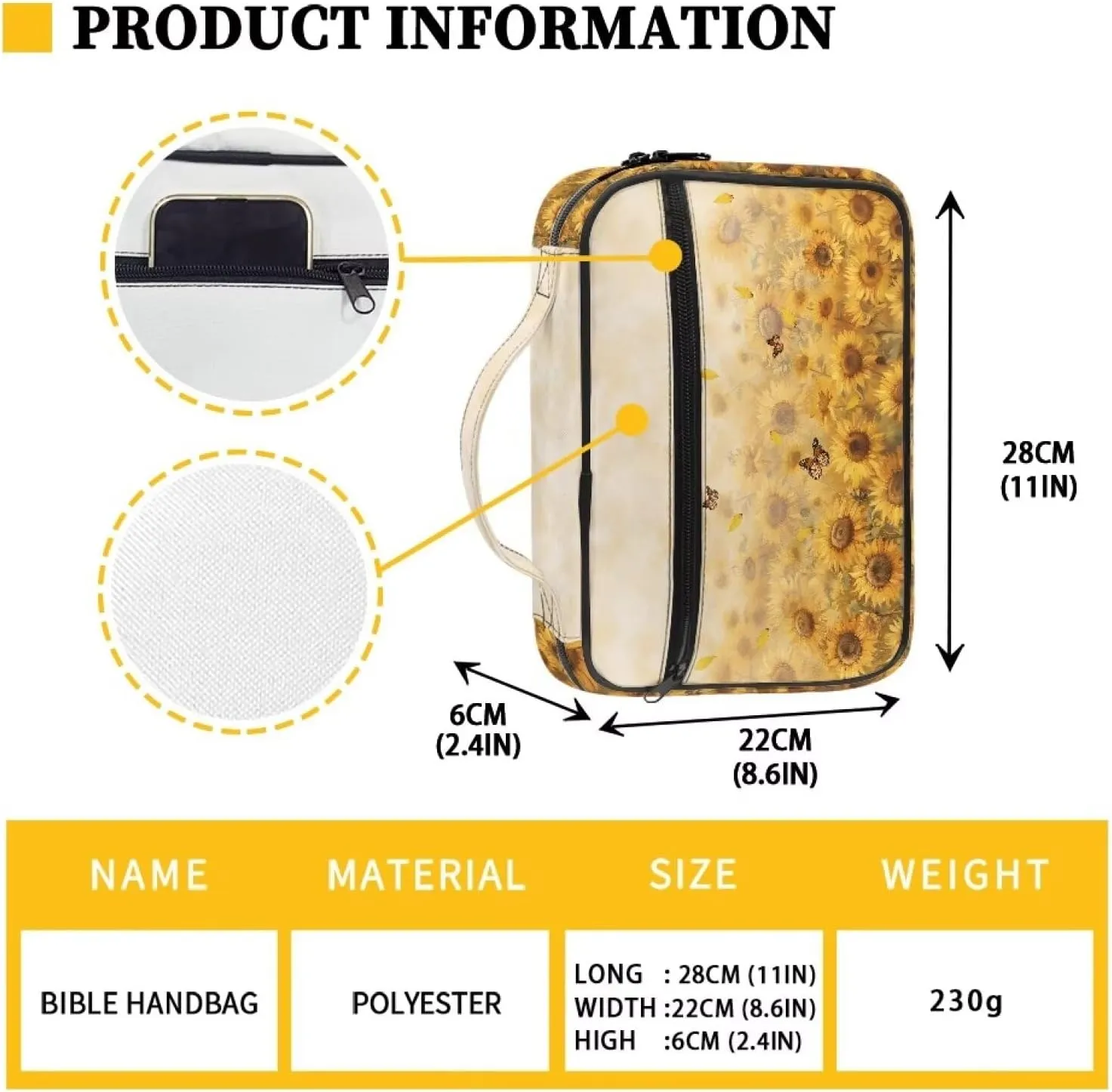 Mumeson Bible Cover for Ladies Anti Dust Bible Bags Bible Study Accessory Holder Carrying Tote Bag